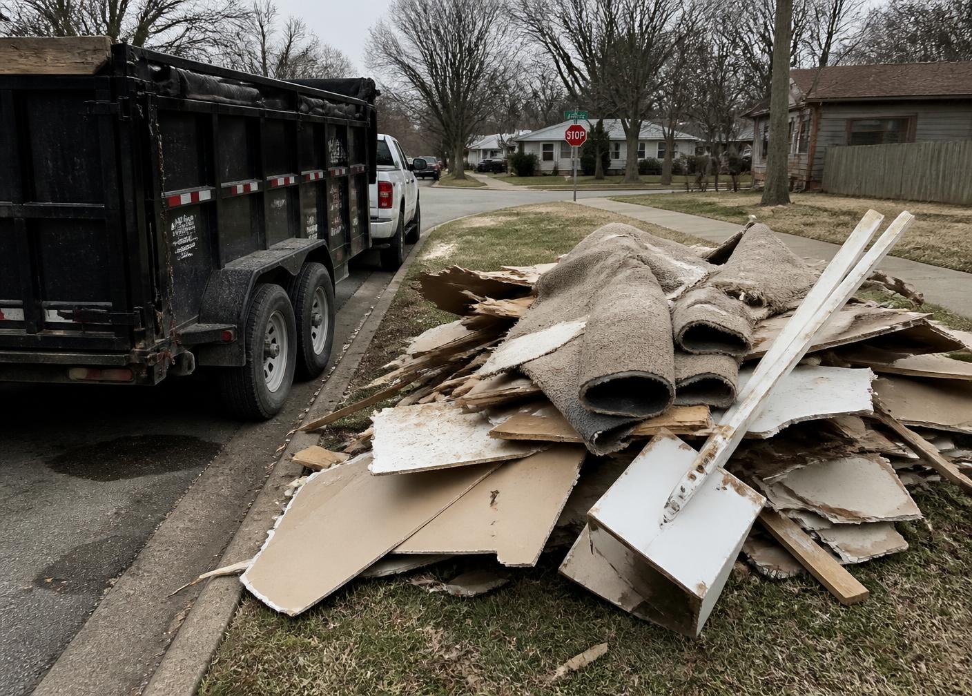 Renovation debris loaded for disposal